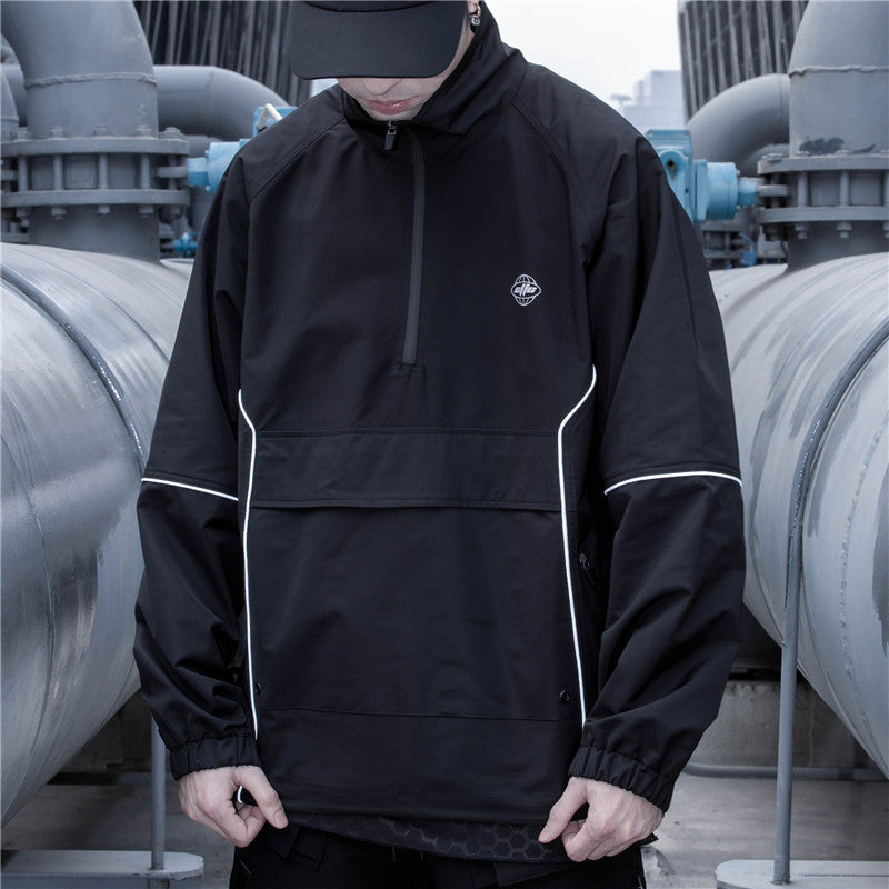 reflective half zipper jacket