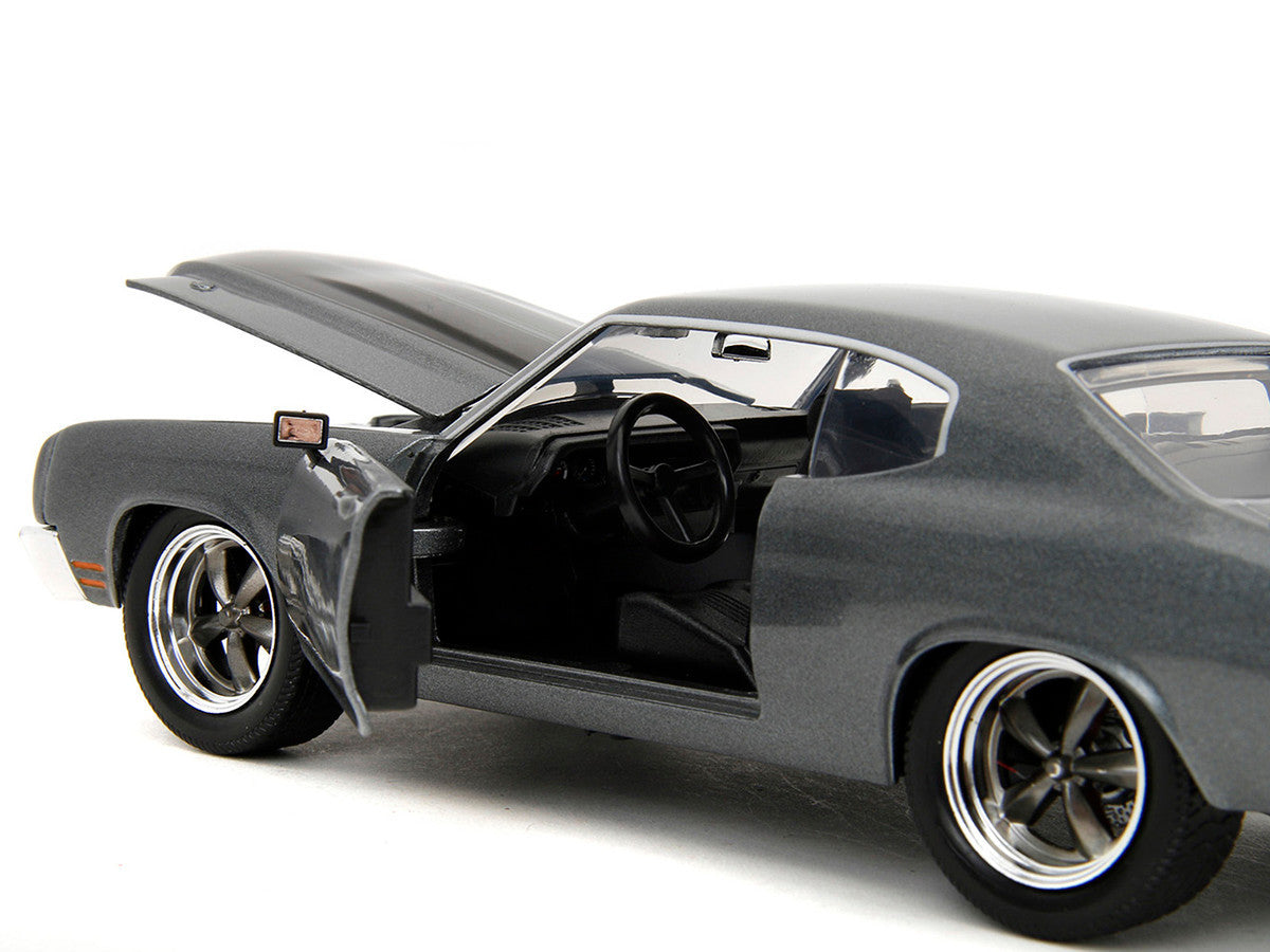 1970 Chevrolet Chevelle SS Gray Metallic with Black Stripes "Fast & Furious" (2009) Movie "Fast & Furious 25th Anniversary" Series 1/24 Diecast Model Car by Jada