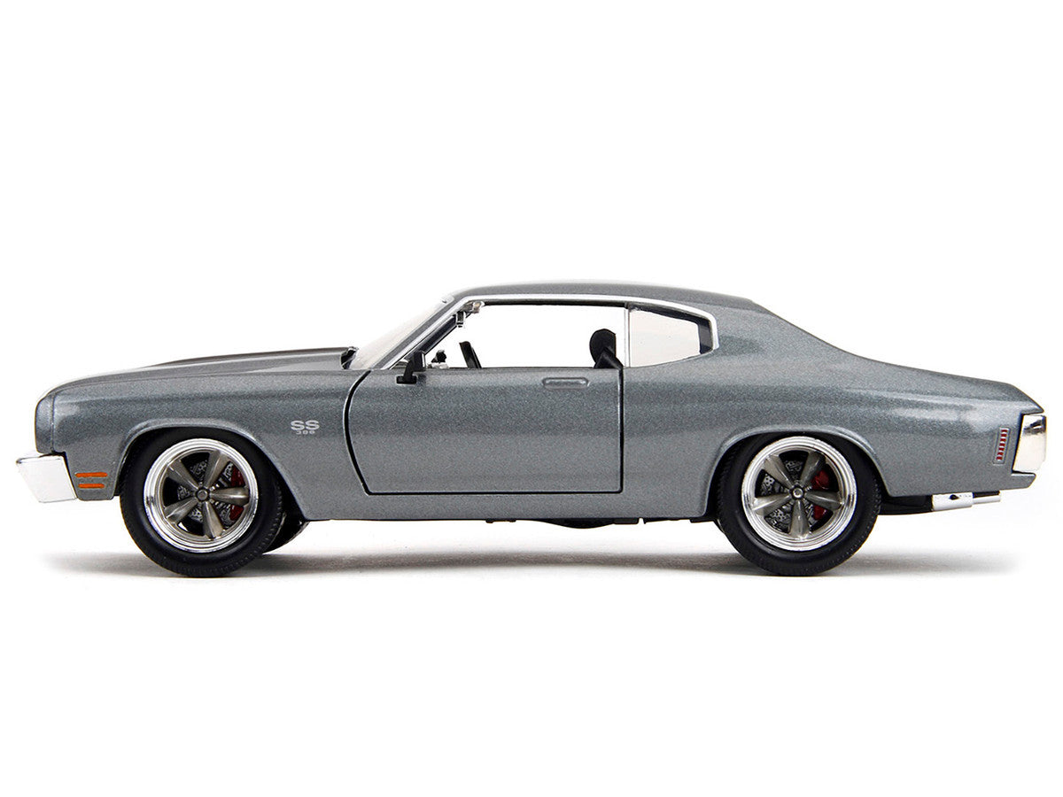 1970 Chevrolet Chevelle SS Gray Metallic with Black Stripes "Fast & Furious" (2009) Movie "Fast & Furious 25th Anniversary" Series 1/24 Diecast Model Car by Jada