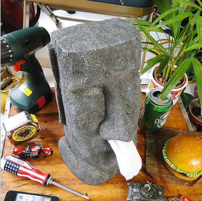 Easter island stone face like MOAI tissue box