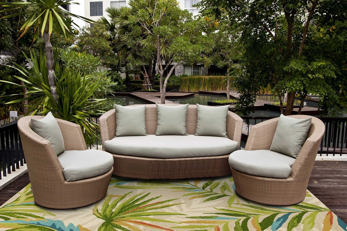 3' X 5' Sand Tropical Botanical Hand Tufted Area Rug