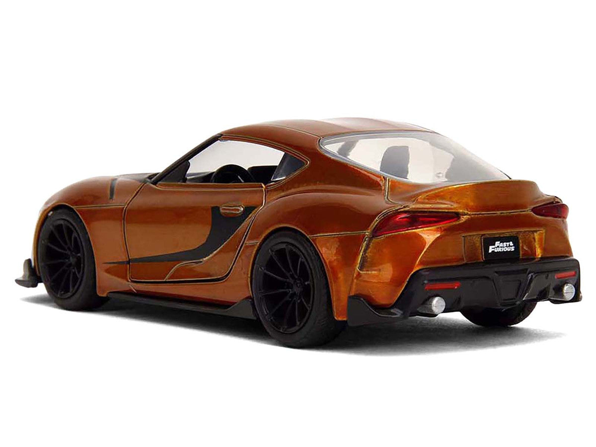 2020 Toyota Supra Orange Metallic with Black Stripes "F9" (2021) Movie "Fast & Furious" Series 1/32 Diecast Model Car by Jada
