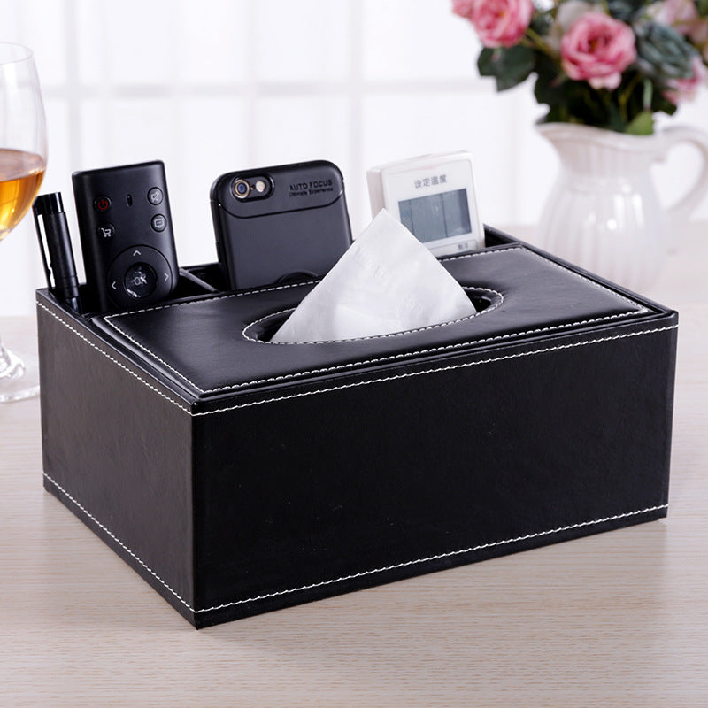 Multifunctional leather tissue box