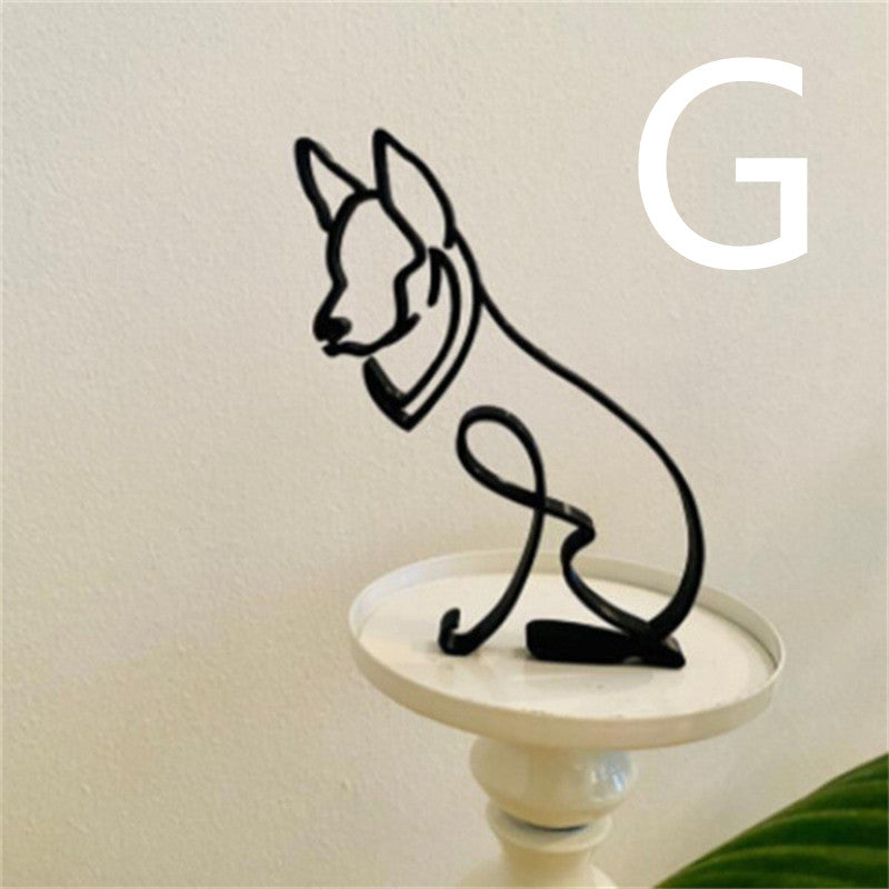 Simple Metal Dog Art Sculpture Decoration