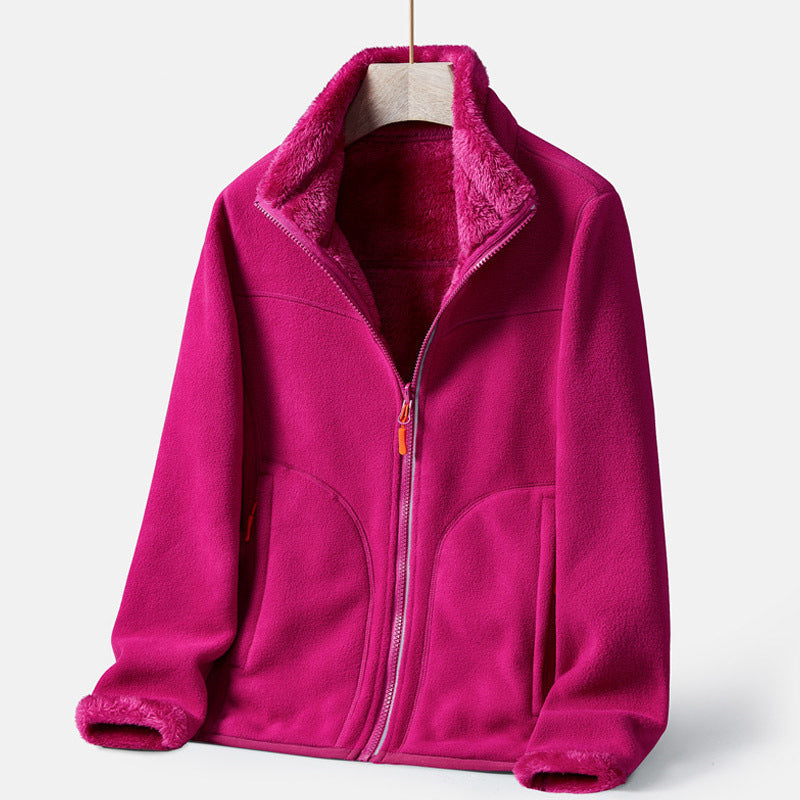Double-sided Polar Fleece Outdoor Thick Warm Sweater Coat