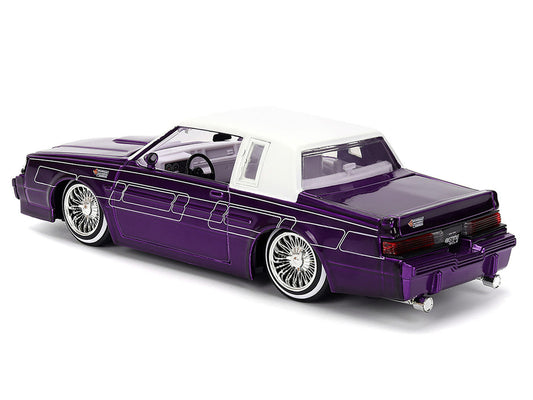 1987 Buick Grand National Candy Purple with Graphics and White Top and Interior "Bigtime Muscle" Series 1/24 Diecast Model Car by Jada