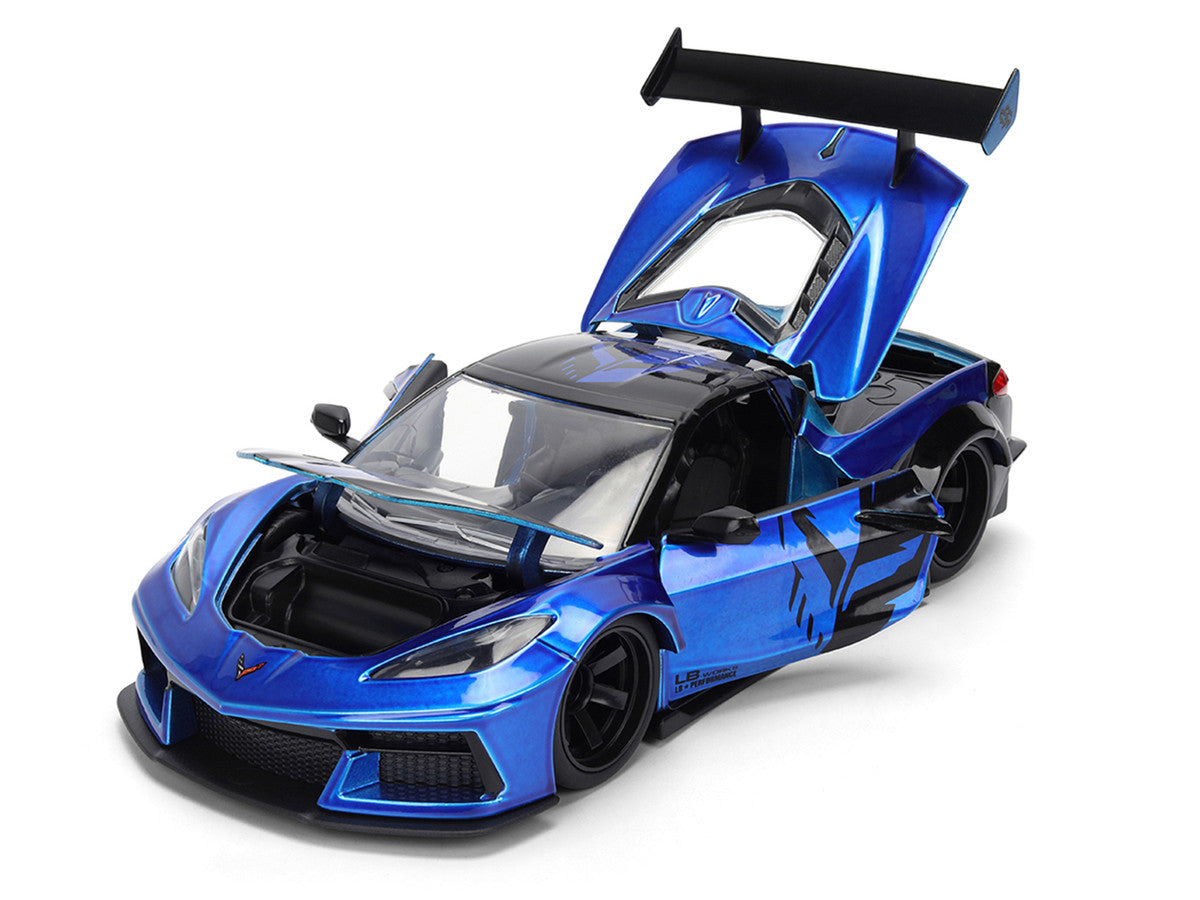 Chevrolet Corvette C8 "Liberty Walk" Candy Blue and Black "Hyper-Spec" Series 1/24 Diecast Model Car by Jada
