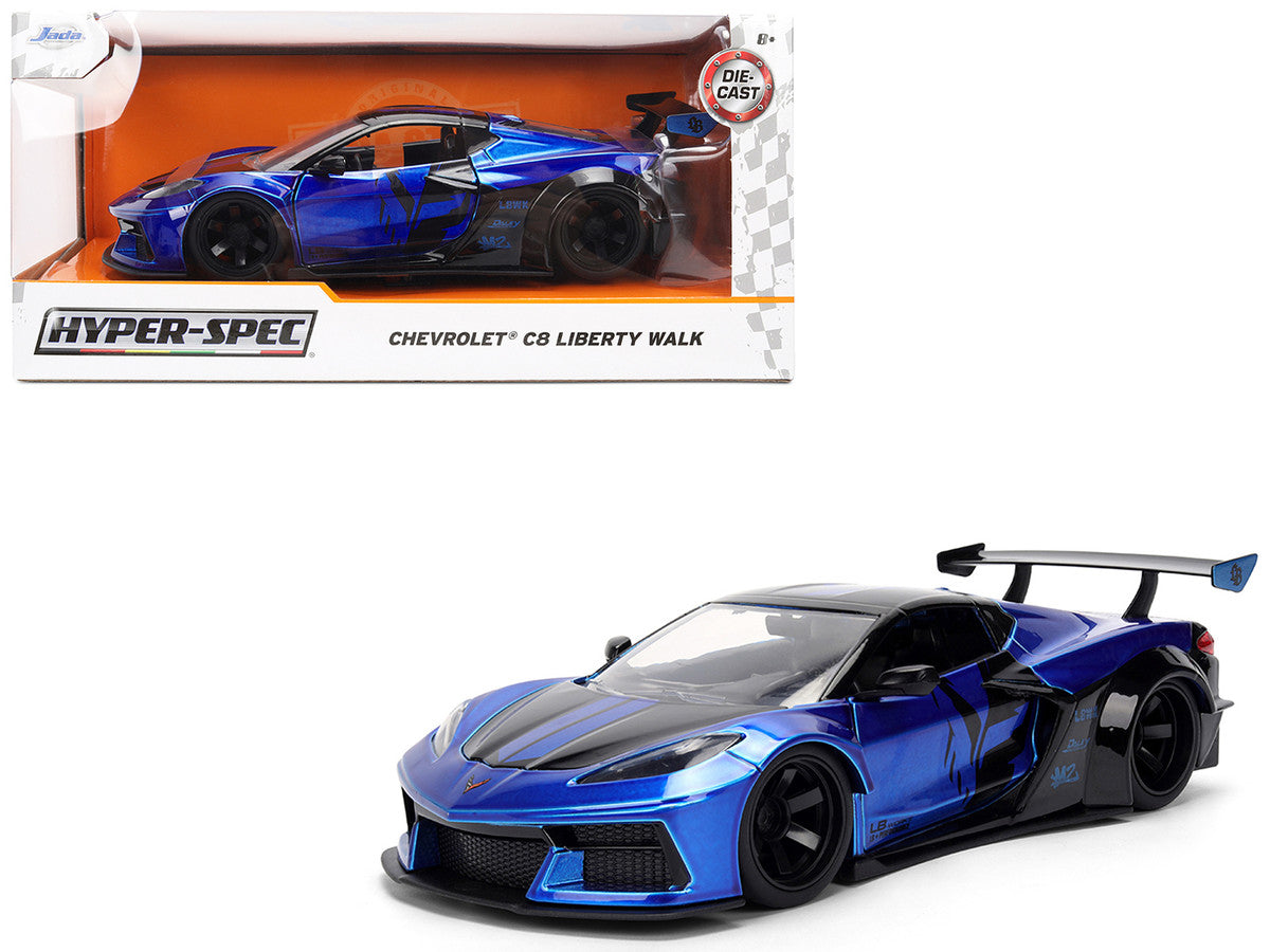 Chevrolet Corvette C8 "Liberty Walk" Candy Blue and Black "Hyper-Spec" Series 1/24 Diecast Model Car by Jada