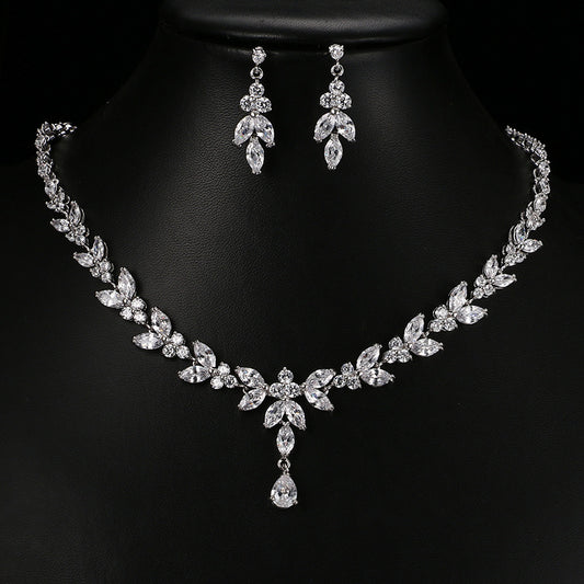 Simple White Bride Zircon Set Women