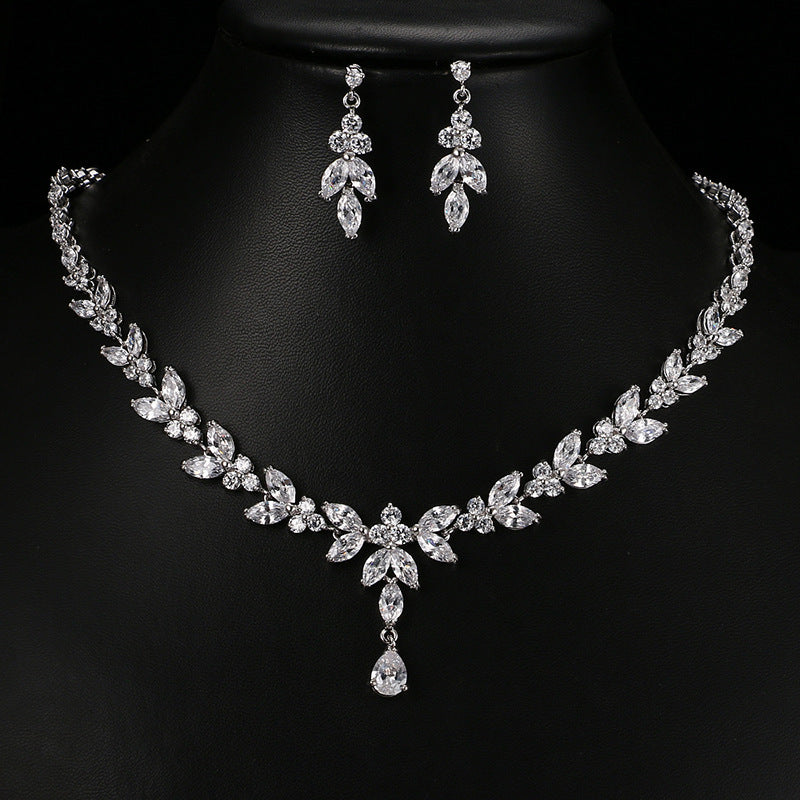 Simple White Bride Zircon Set Women