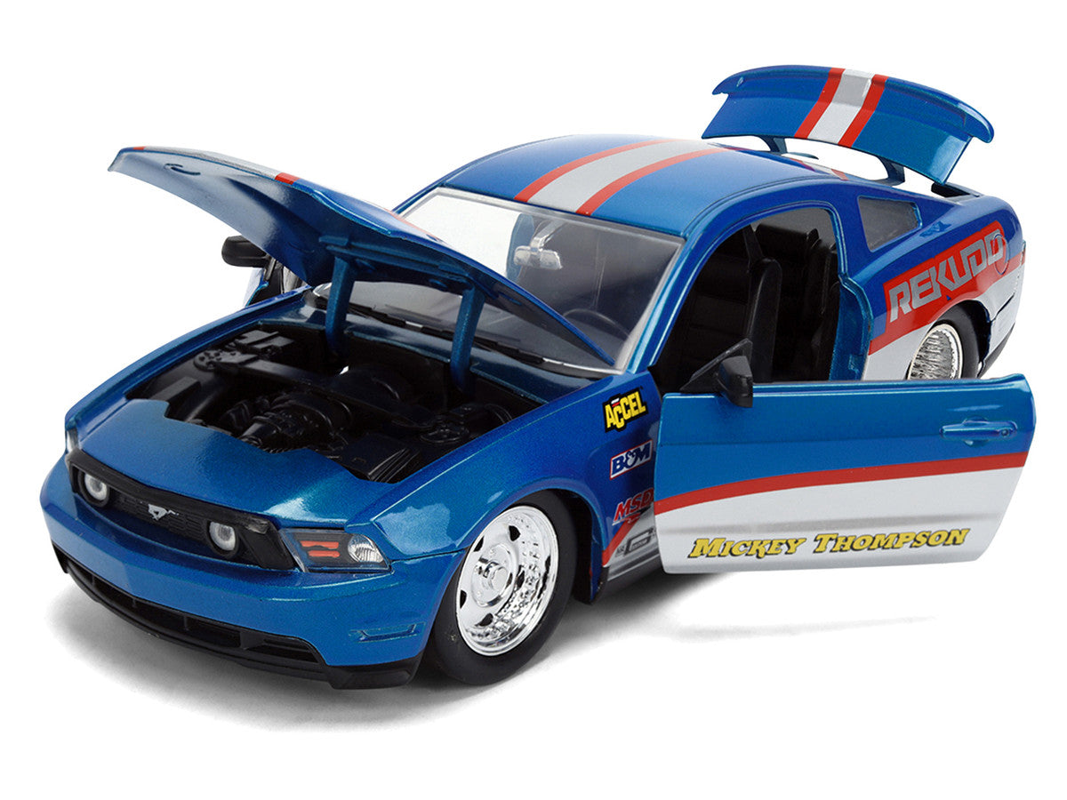 2010 Ford Mustang GT "Rekudo" Blue Metallic with Red and Silver Stripes "Bigtime Muscle" Series 1/24 Diecast Model Car by Jada
