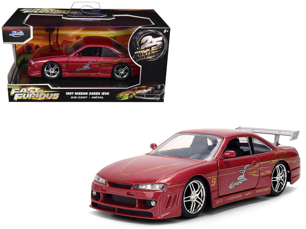 1997 Nissan 240SX (S14) Light Red Metallic with Graphics "The Fast and the Furious" (2001) Movie "25 Years of Fast & Furious" Series 1/32 Diecast Car Model by Jada