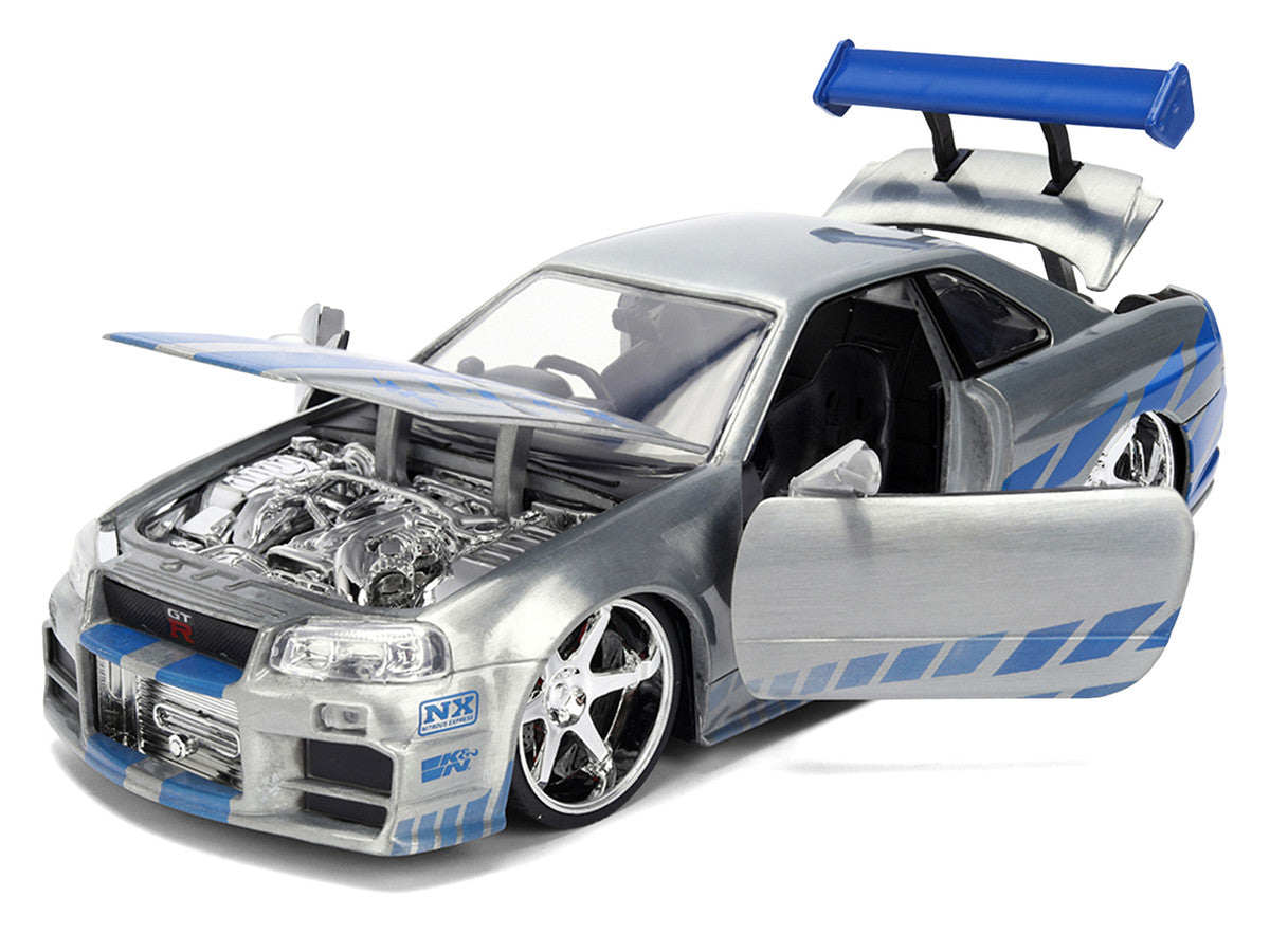 Brian's Nissan Skyline GT-R (R34) RHD (Right Hand Drive) Brush Finish  "2 Fast 2 Furious" (2003) Movie 25 Years of Fast & Furious Anniversary 1/24 by Jada
