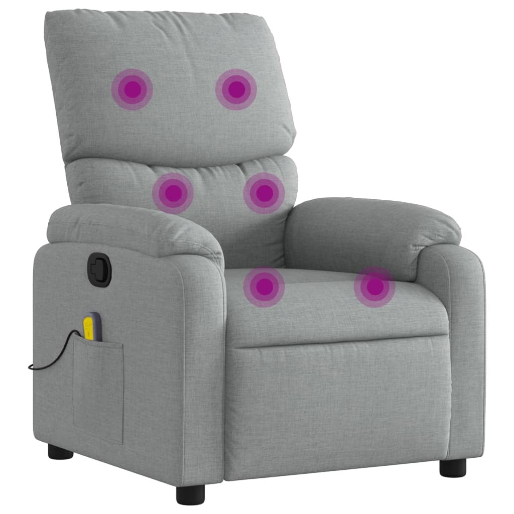 Massage Recliner Chair Light Gray Fabric