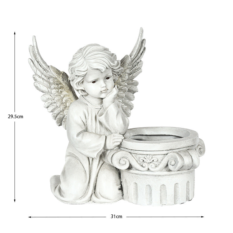 Garden Decoration Angel Flower Cylinder Sculpture