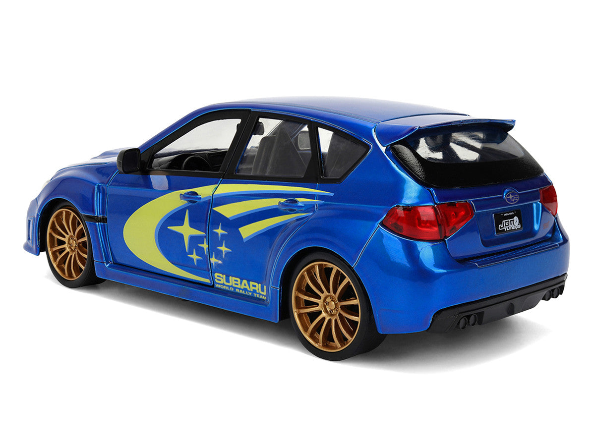 2012 Subaru Impreza WRX STI Blue Metallic with Yellow Graphics "JDM Tuners" Series 1/24 Diecast Car Model by Jada
