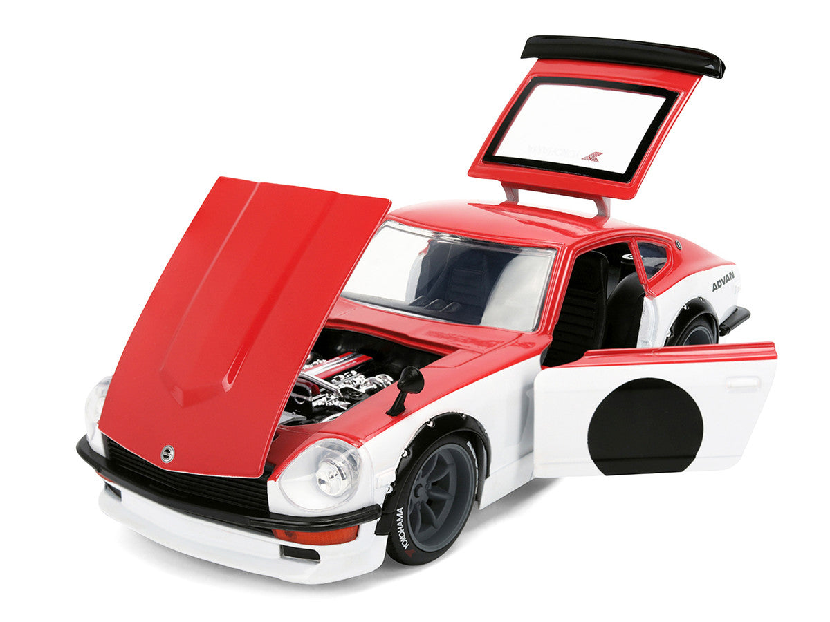 1972 Datsun 240Z Red and White "JDM Tuners" Series 1/24 Diecast Car Model by Jada