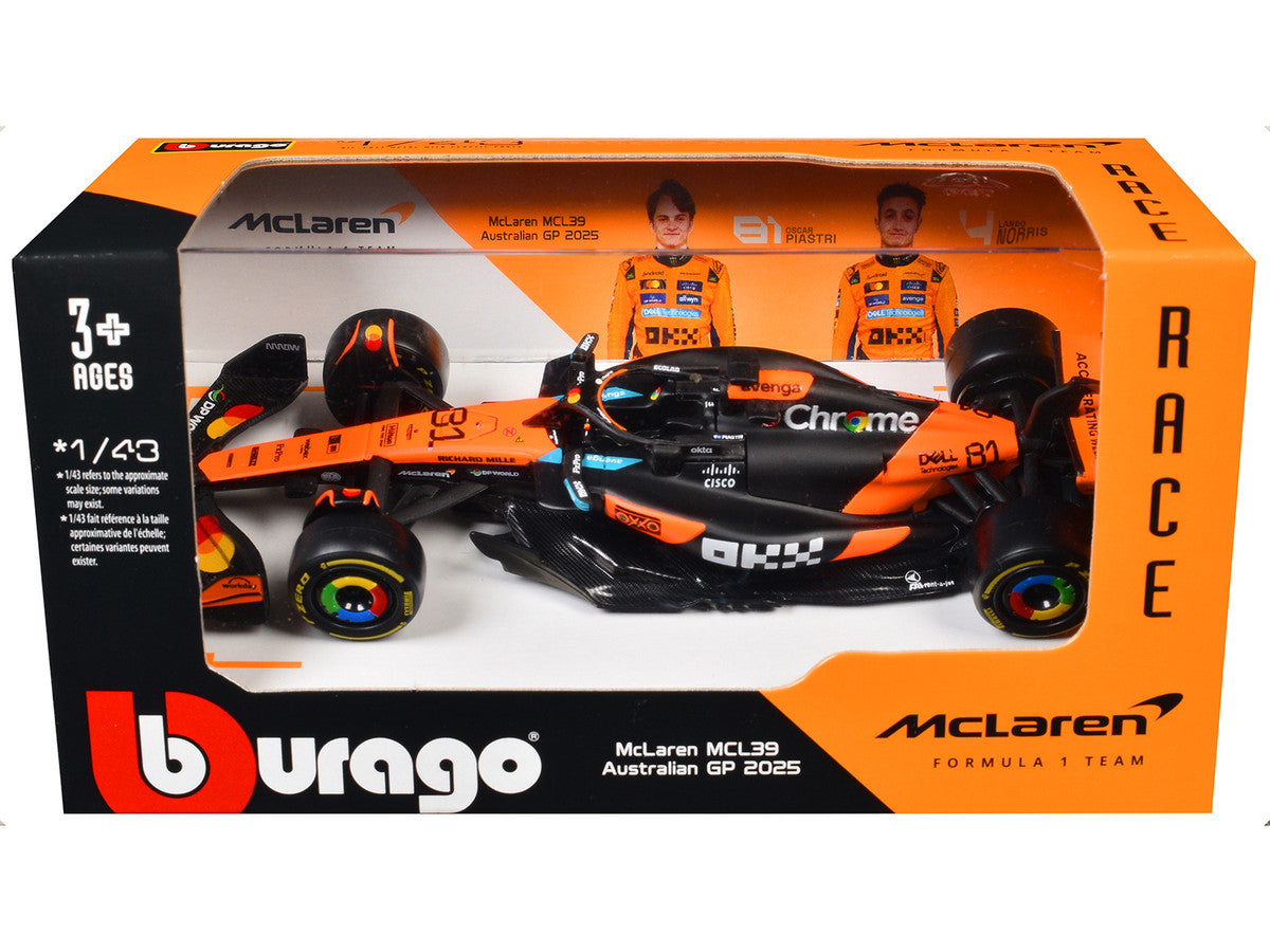McLaren MCL39 #81 Oscar Piastri "OKX" Formula One F1 "Australian GP" (2025) "Race" Series 1/43 Diecast Model Car by Bburago
