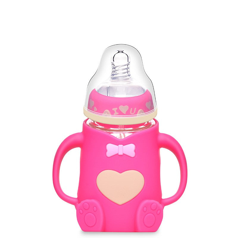 Silicone Glass Baby Bottle with Anti-Drop Design
