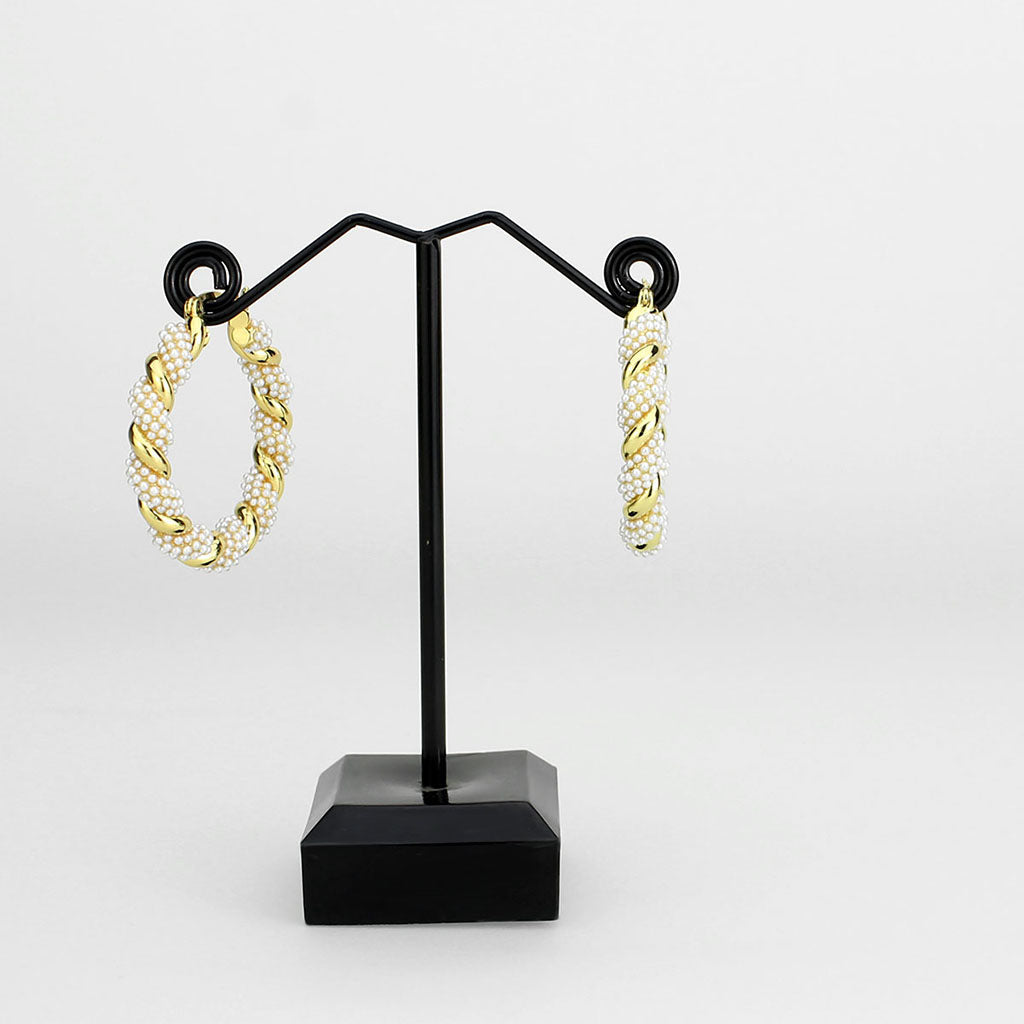 3W1790 - Flash Gold Brass Earring with Synthetic in White