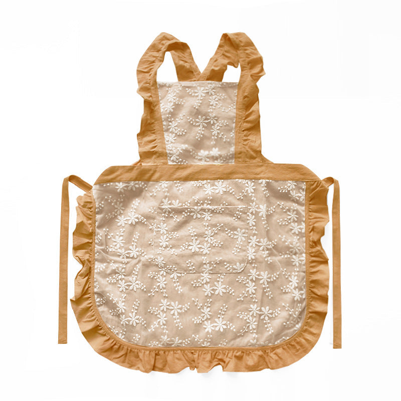 Kitchen Household Minimalist Cotton Linen Lace X Strap Apron