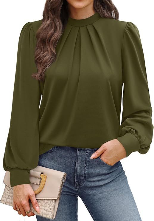 Women's Long Sleeve Small Turtleneck Solid Color Pleated