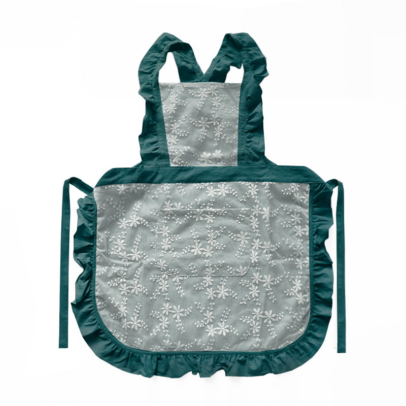 Kitchen Household Minimalist Cotton Linen Lace X Strap Apron