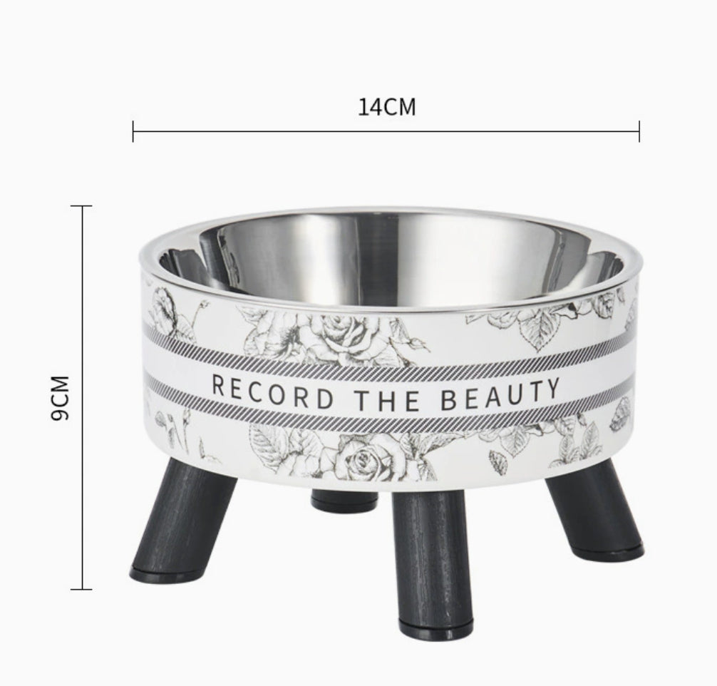 Retro Cat Elevated Bowl Stainless Steel Cat Water Bowl