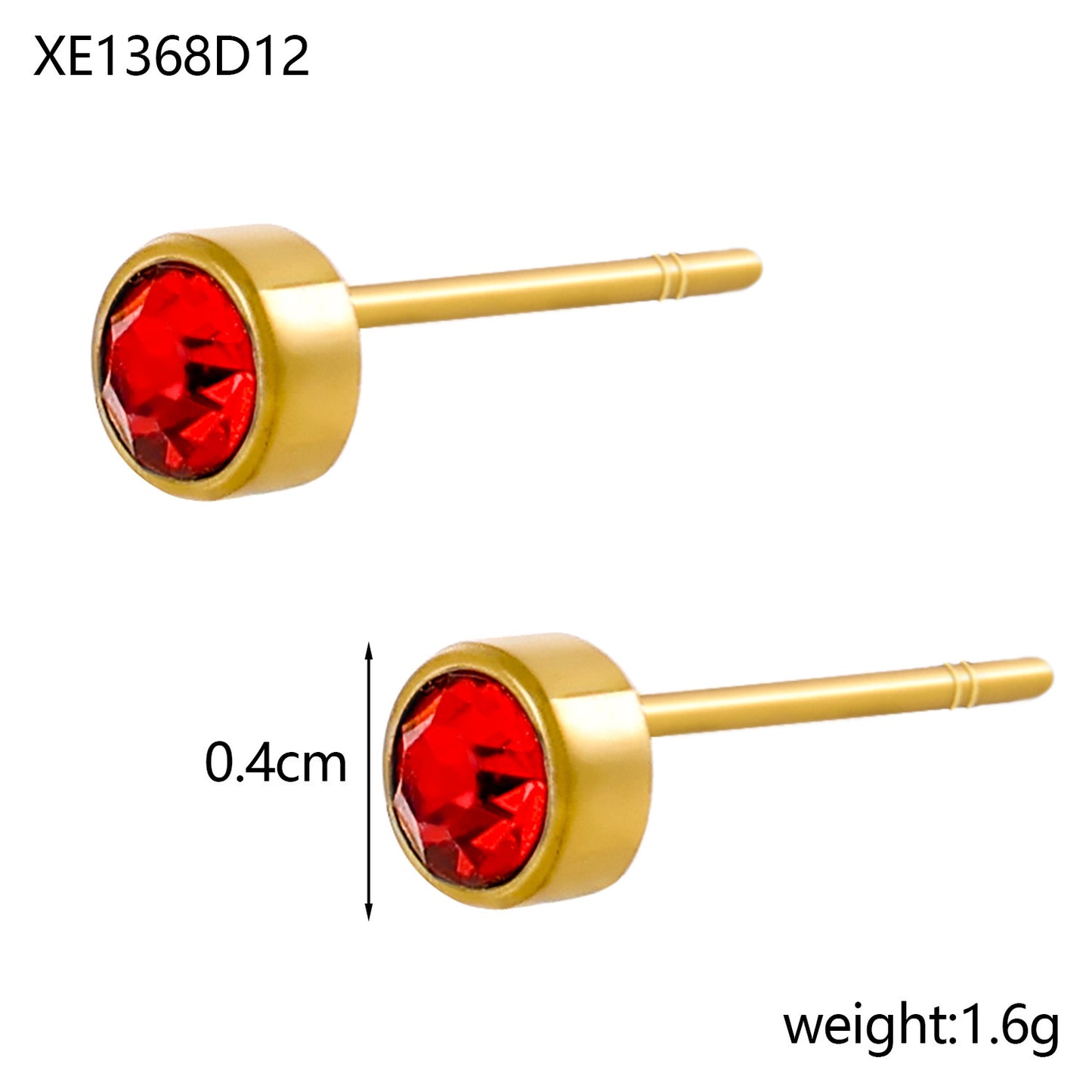 Stainless Steel Gold-plated Birthday Stone Constellation Diamond Bone Nail