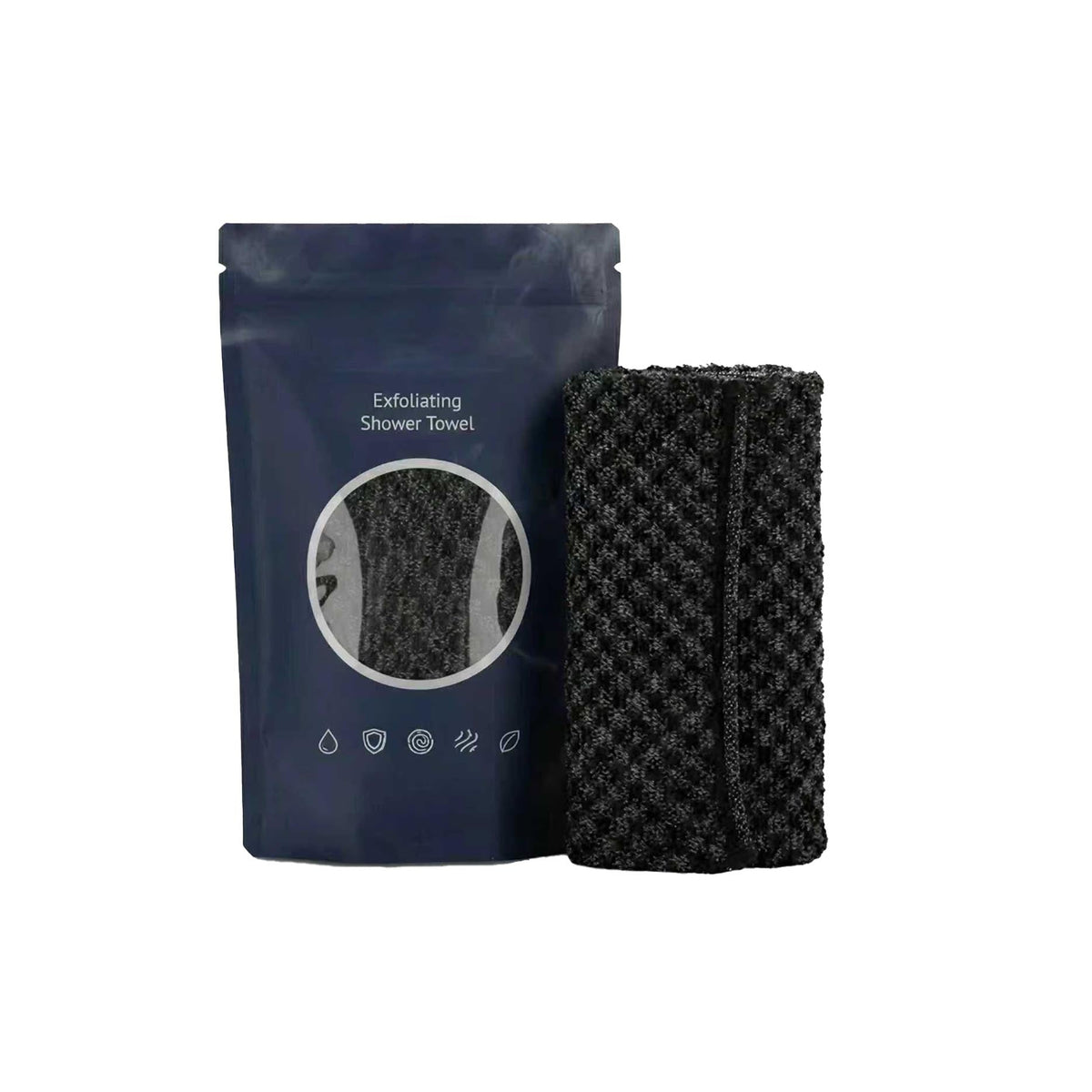 Exfoliating Bath Towel Black Checkered 1pc-bag