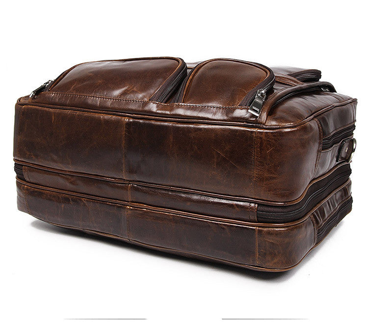 Men's Large Capacity Leather Handbag Computer Briefcase
