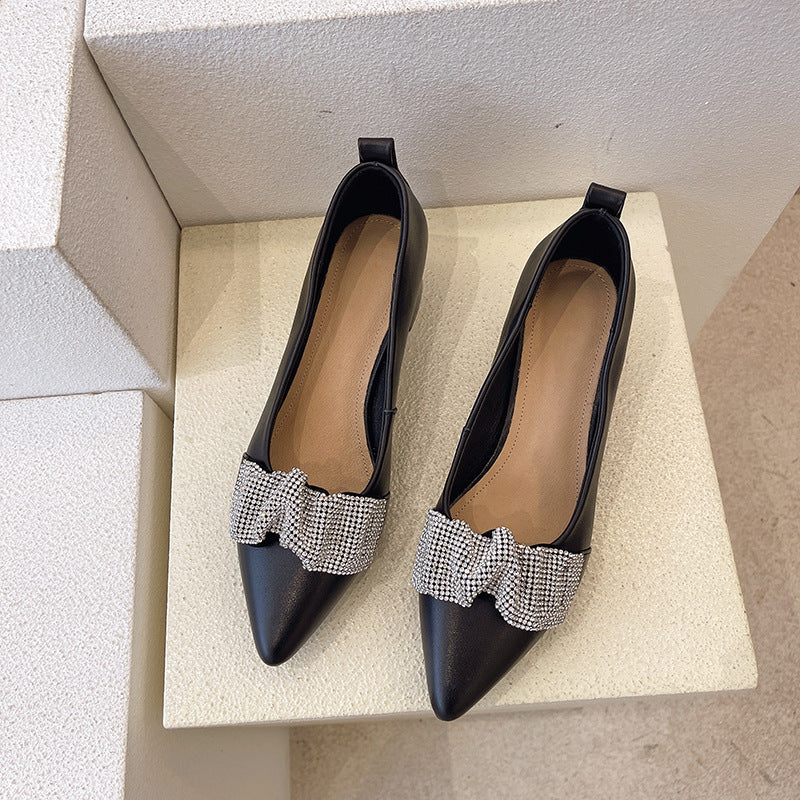Top Layer Cowhide Pointed Toe Fashion Single Shoes Women