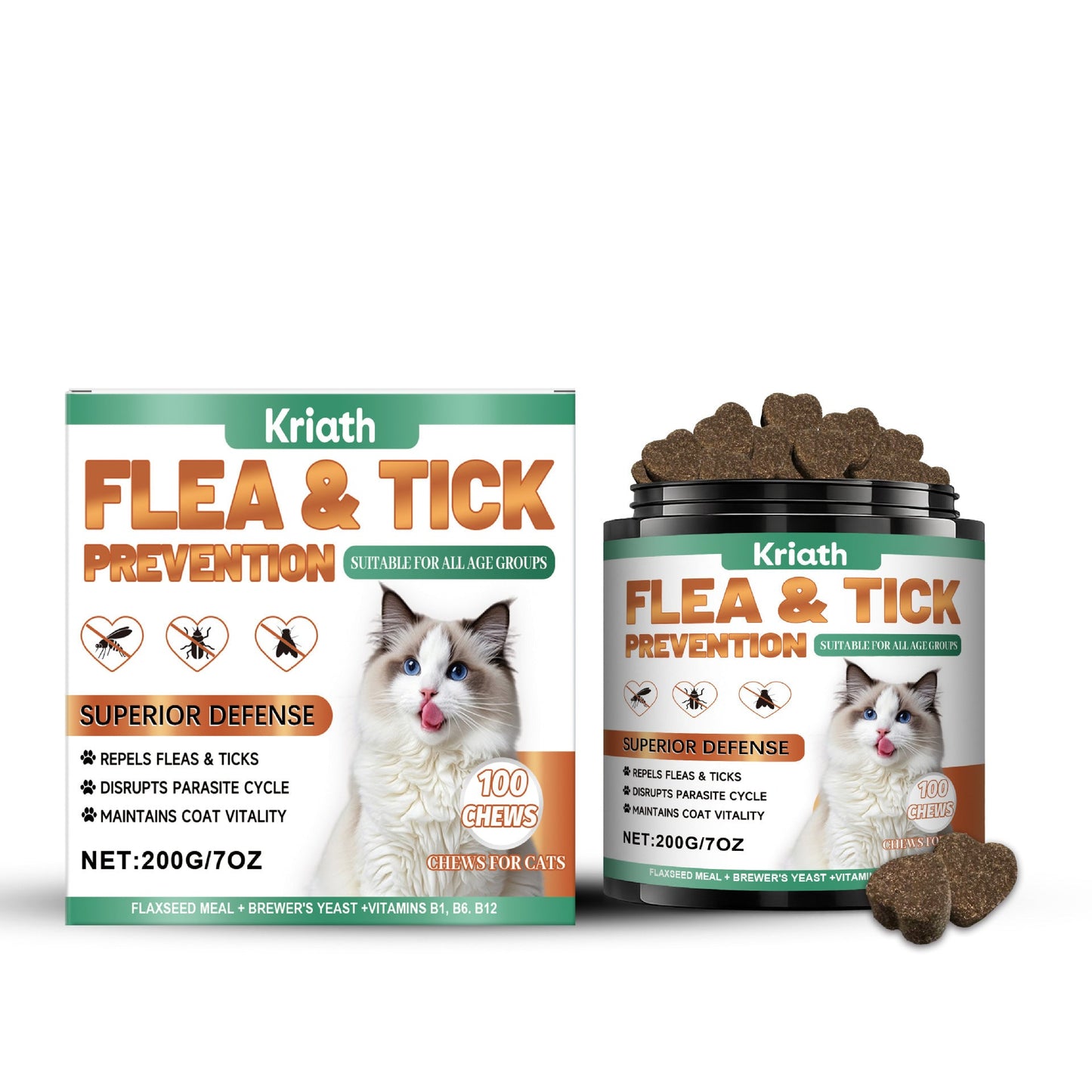 Kriath Cat Fur Care Chewable Tablets, A Supplement For Daily Care That Cares For The Shine Of The Fur And The Skin Of Pets