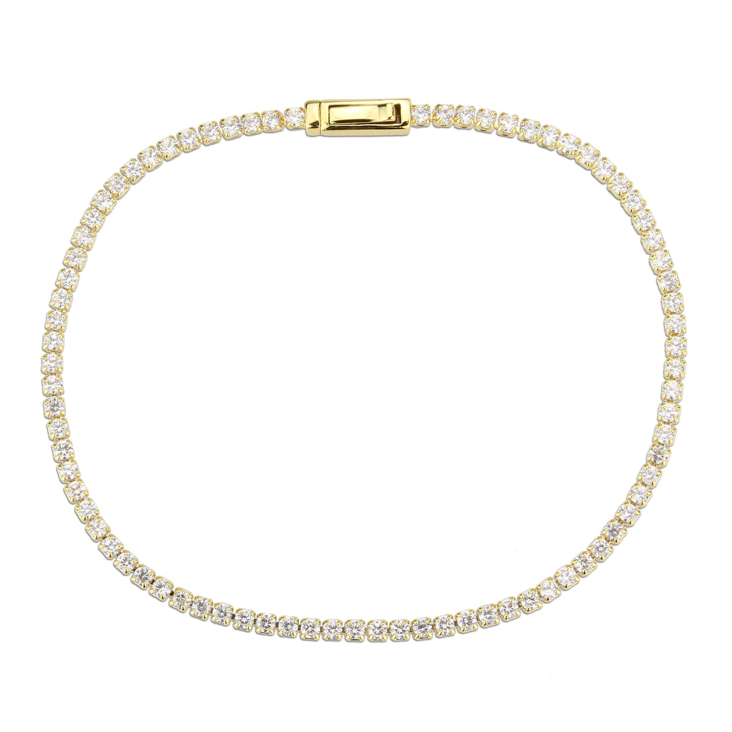 3W1683 - Gold Brass Bracelet with AAA Grade CZ in Clear