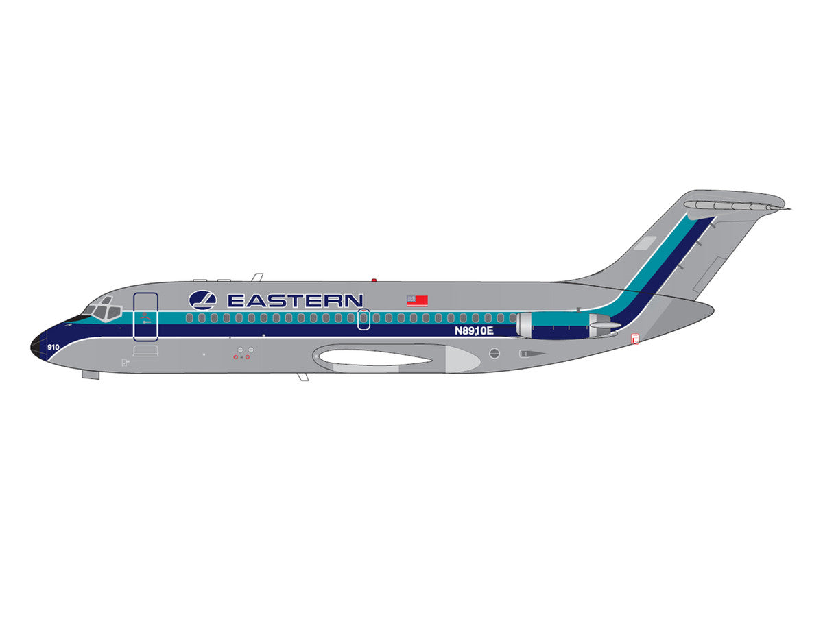McDonnell Douglas DC-9-14 Commercial Aircraft "Eastern Air Lines" (N8910E) Silver with Blue Stripes 1/400 Diecast Model by V1:400