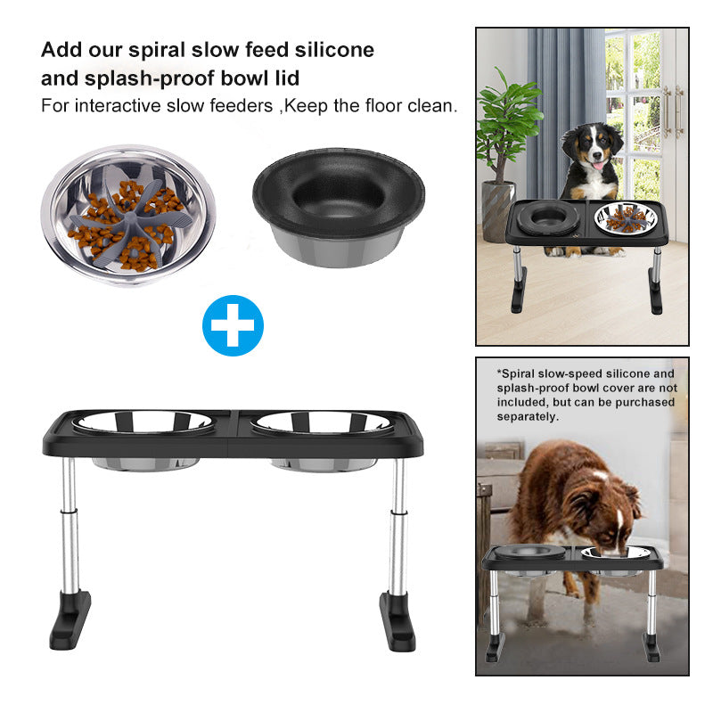 Folding Pet Double Bowl Tableware Tray