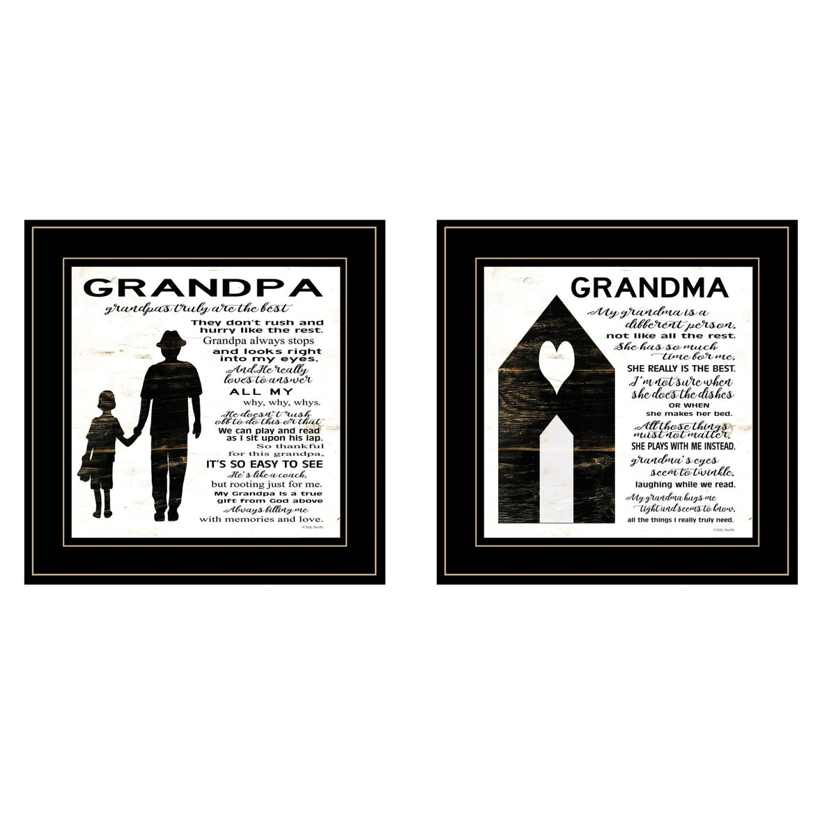 Set Of Two My Grandparents are the Best 1 Black Framed Print Wall Art