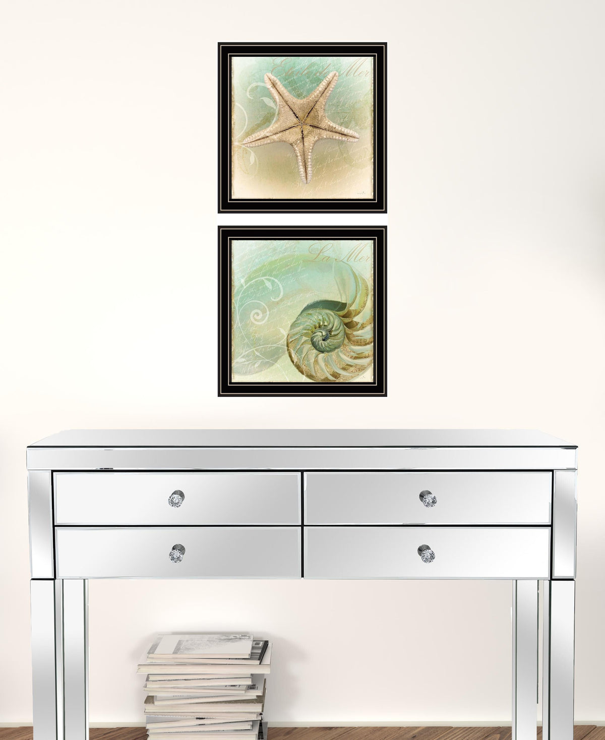 Set Of Two The Sea I and Sea II 1 Black Framed Print Wall Art