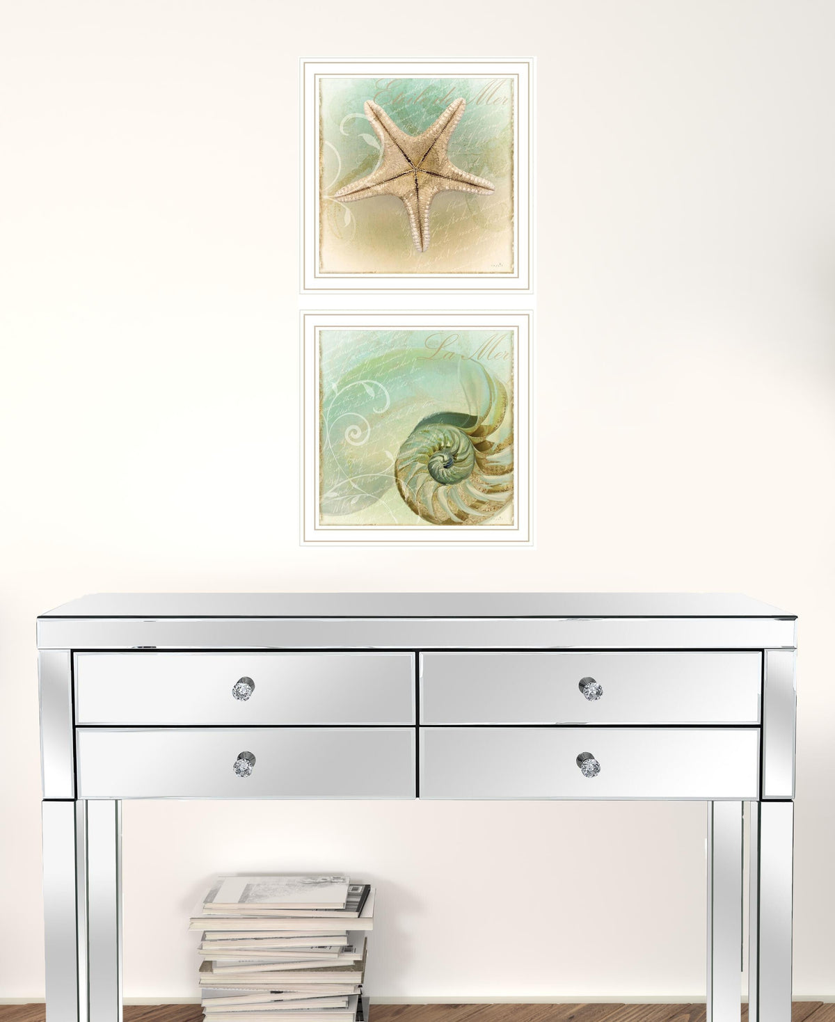 Set Of Two The Sea I and Sea II 2 White Framed Print Wall Art