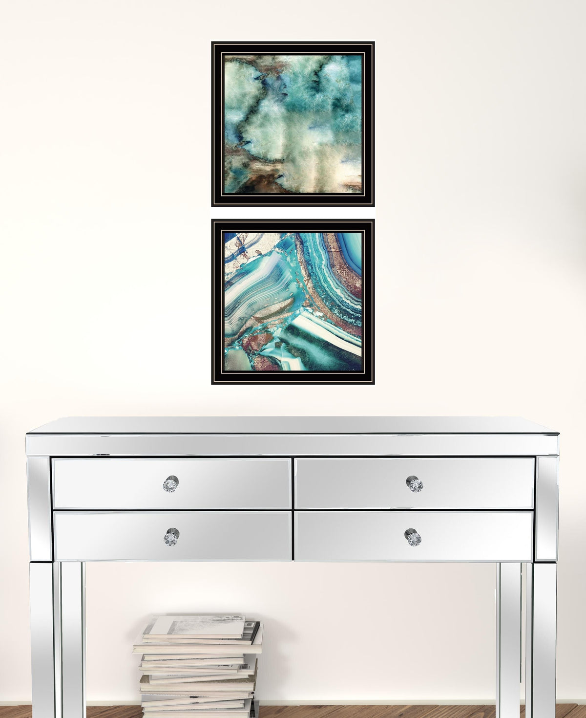 Set Of Two Earth tones I and Sea II 1 Black Framed Print Wall Art
