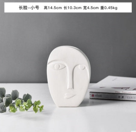 Nordic Style Modern Face Mask Ceramic Vase Home Decoration Flower Vases Head Matte Table Flower Vase for Wedding Decoration Prop