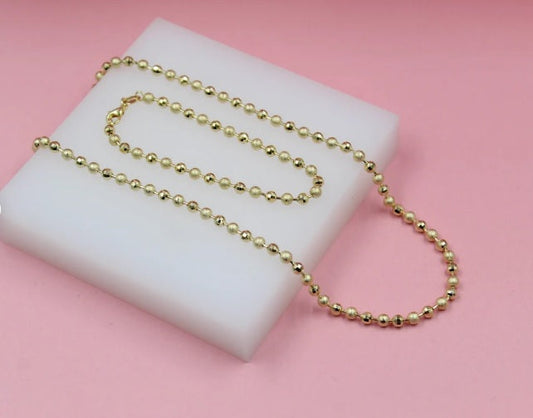 Gold Filled Shiny Textured Ball Chain (F264B)(I441)