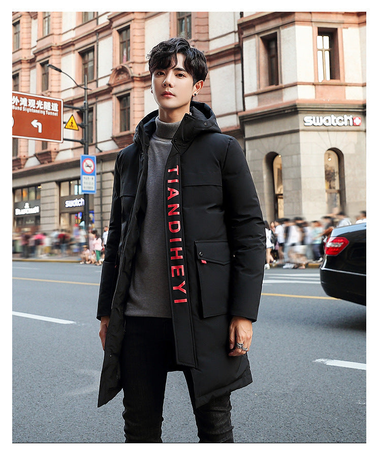 2019 Winter Stylish Long Hooded Cotton Jacket for Men