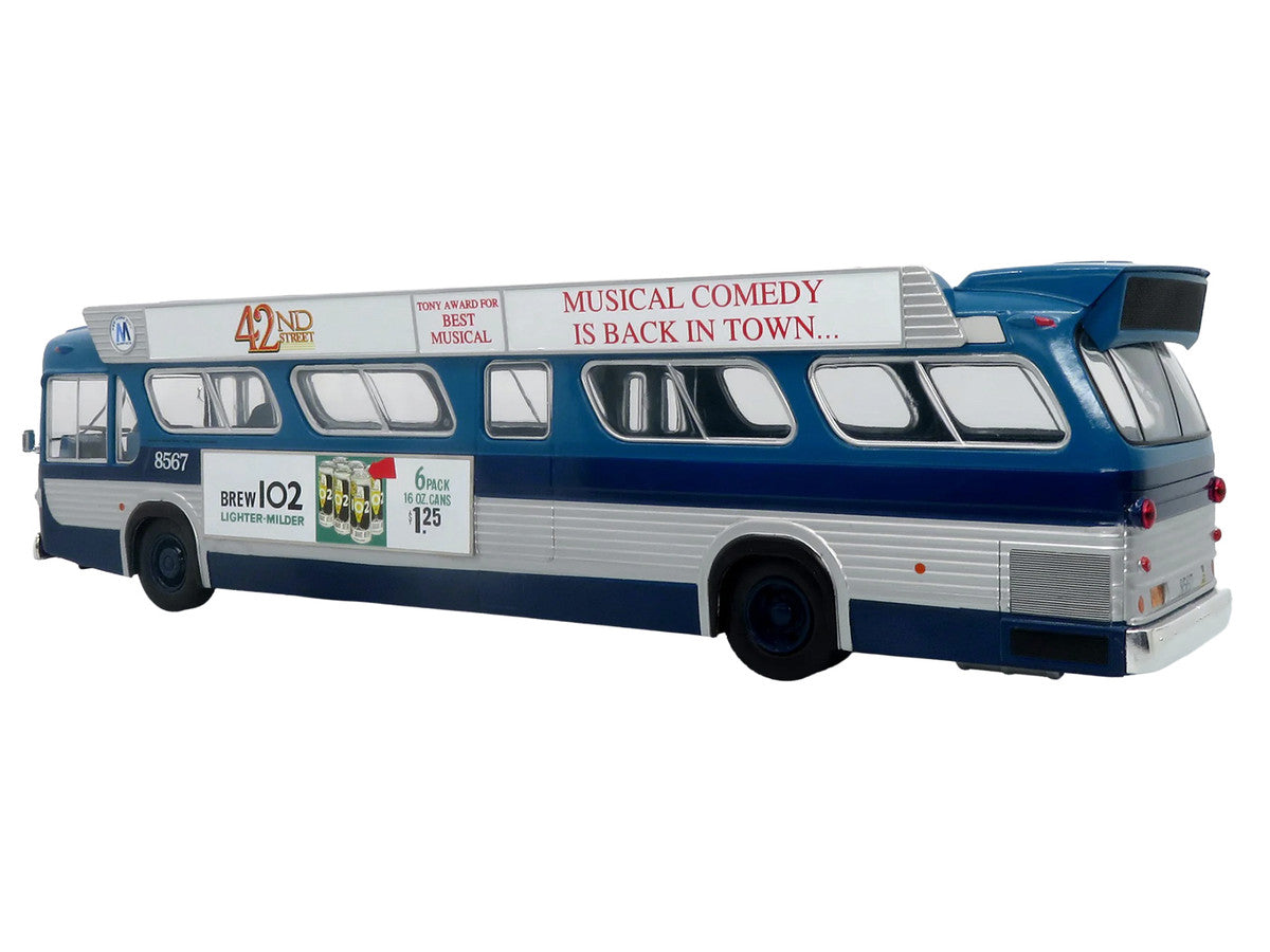 1963 GM TDH-5303 Transit Bus "MTA New York City Surface Transit" Blue Two-Tone with Graphics "The Bus & Motorcoach Collection" Limited Edition to 504 pieces Worldwide  1/43 Plastic Model by Iconic Replicas