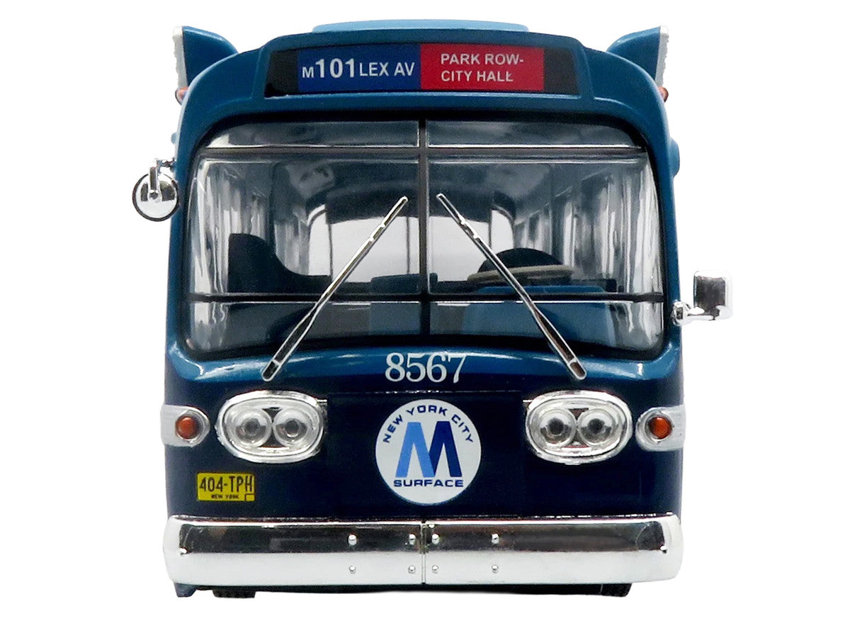 1963 GM TDH-5303 Transit Bus "MTA New York City Surface Transit" Blue Two-Tone with Graphics "The Bus & Motorcoach Collection" Limited Edition to 504 pieces Worldwide  1/43 Plastic Model by Iconic Replicas