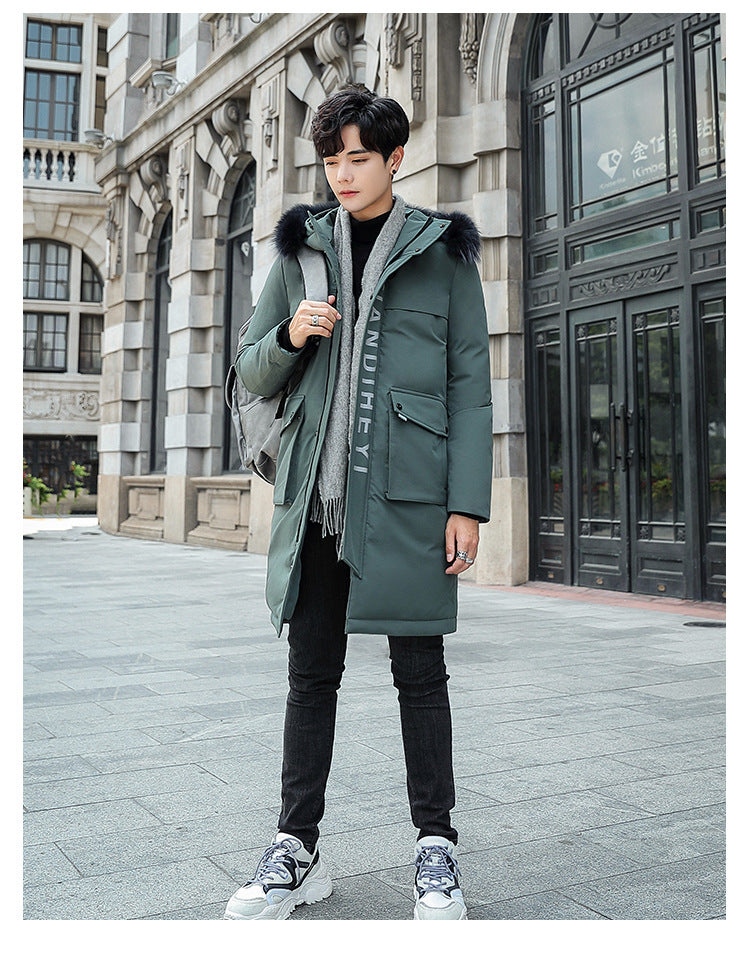 2019 Winter Stylish Long Hooded Cotton Jacket for Men