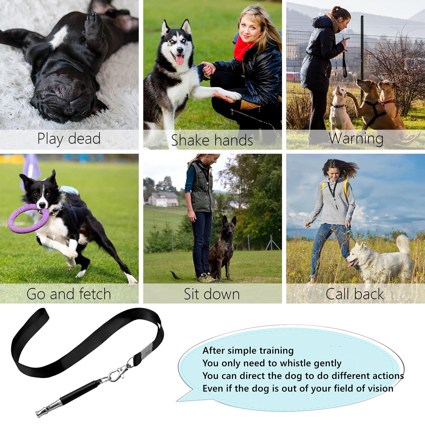 2 Pack Dog Whistle, Dog Whistle To Stop Barking Neighbors Dog, Adjustable Ultrasonic Silent Dog Whistle, Professional Recall Dog Training Whistles, With Lanyard