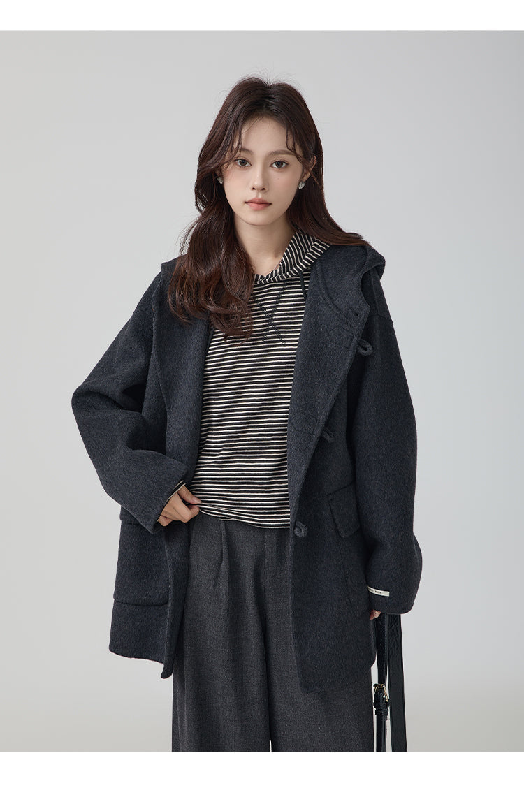 High-grade Short Hooded Woolen Coat