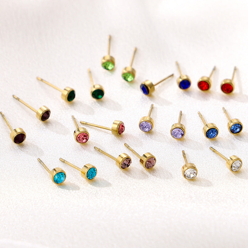 Stainless Steel Gold-plated Birthday Stone Constellation Diamond Bone Nail