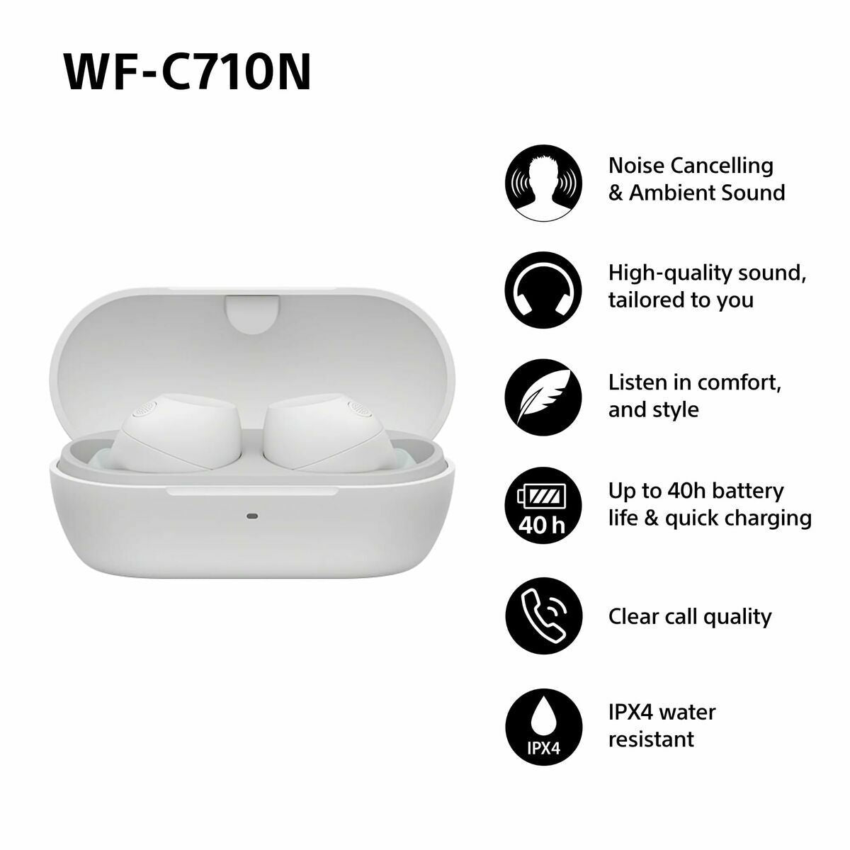 Headphones Sony WF-C710NW White